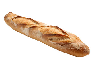 Baguette bread on transparent background. Generative AI.