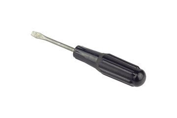 screwdriver, old rubber-handled screwdriver, isolate	