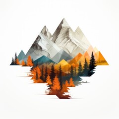 Geometric Shapes Forming Modern Mountain Silhouette Design