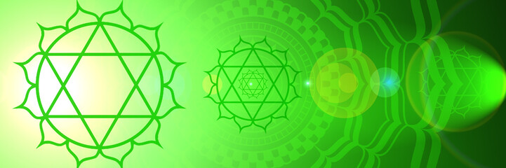 Background of the heart chakra, a sign of a spiritual energy center in the human body     