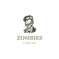 Zombie logo template. Vector illustration of cartoon zombie logo template. frankenstein mascot