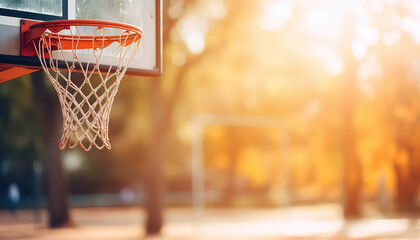 Basketball hoop at sunset