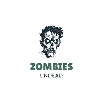 Zombie logo template. Vector illustration of cartoon zombie logo template. frankenstein mascot
