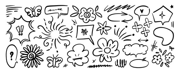 Hand drawn doodle vector set. Collection of cute hand drawn doodle.