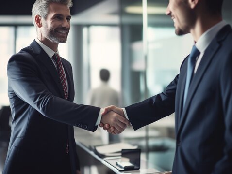 Handshake of businessmen after closing business.