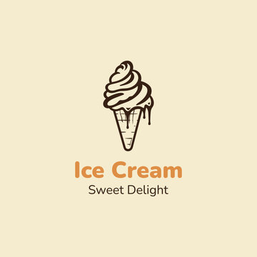 Ice cream logo. Simple cartoon illustration of three ice cream cone. Ice cream logo icon vector. Ice cream logo template