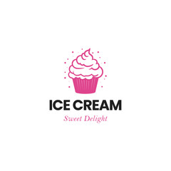 Ice cream logo. Simple cartoon illustration of three ice cream cone. Ice cream logo icon vector. Ice cream logo template