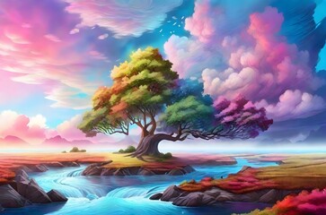 Fantasy World Beautiful Colorful Sky landscape