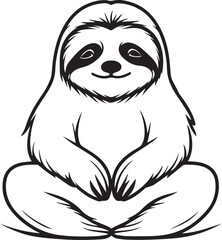 black and cartoon illustration of meditating sloth