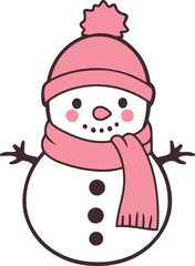snowman with pink scarf and hat
