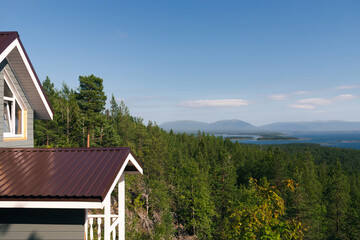 Fototapeta na wymiar house with sea and mountain views. Kandalaksha, Murmansk region