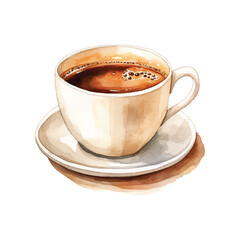 watercolor coffee cup isolated on white