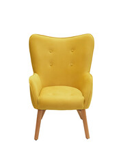 modern furniture, interior, home design in minimal style. yellow fabric armchair