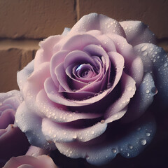 pink rose with drops