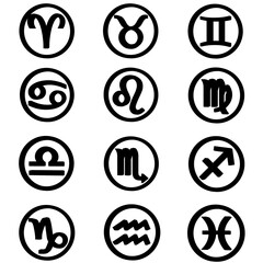 Zodiac signs on white background isolated