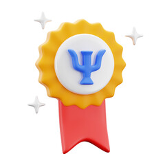 medal achievement with psychology symbol logo for professional psychologist mental health therapy counselor 3d icon illustration render design
