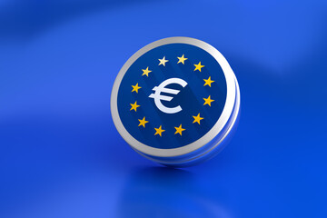 Euro metal representation, currency logo on metallic can - 686249531