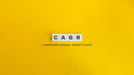Compound annual growth rate Abbreviation (CAGR).
Letter Tiles on Yellow Background. Minimalist Aesthetics.