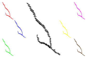 Lake Takla (Canada, North America) map vector illustration, scribble sketch map