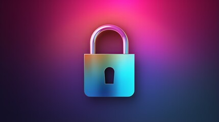 Vibrant padlock on neon gradient backdrop exuding aura of security and modernity, symbolizes essence of securing digital information and online data, personal data protection in diverse digital world
