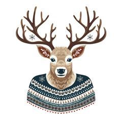 Christmas Sweater with Reindeer Clipart PNG