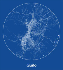 City Map Quito Ecuador South America blue print round Circle vector illustration