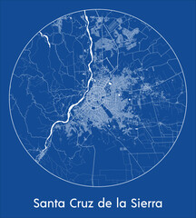 City Map Santa Cruz de la Sierra Bolivia South America blue print round Circle vector illustration