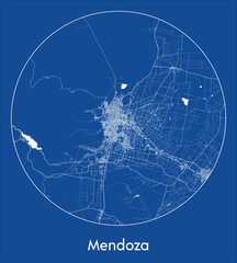 City Map Mendoza Argentina South America blue print round Circle vector illustration