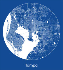 City Map Tampa United States North America blue print round Circle vector illustration