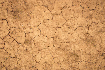 Dehydrated earth with cracks. Dry land. Cracked Ground, Earthquake Background, Texture - obrazy, fototapety, plakaty