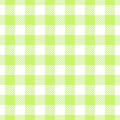 Soft green color gingham check plaid seamless pattern, vichy pattern, checkered background for textile design, napkin, blanket, wrapping paper, cover, tablecloth, scarf. Vector illustration.
