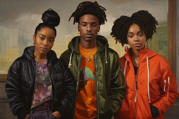 Black community people in the street, candid street photography