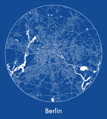 Naklejka premium City Map Berlin Germany Europe blue print round Circle vector illustration