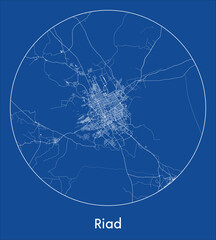 City Map Riad Saudi Arabia Asia blue print round Circle vector illustration