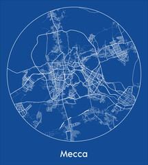 City Map Mecca Saudi Arabia Asia blue print round Circle vector illustration