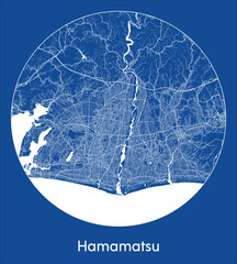 City Map Hamamatsu Japan Asia blue print round Circle vector illustration