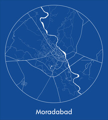 City Map Moradabad India Asia blue print round Circle vector illustration