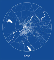 City Map Kota India Asia blue print round Circle vector illustration