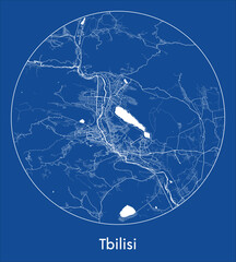 City Map Tbilisi Georgia Asia blue print round Circle vector illustration