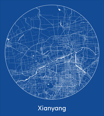City Map Xianyang China Asia blue print round Circle vector illustration