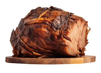 Beer-braised pulled ham on transparent background. Generative AI.
