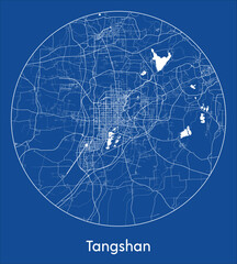 City Map Tangshan China Asia blue print round Circle vector illustration