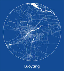 City Map Luoyang China Asia blue print round Circle vector illustration