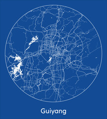 City Map Guiyang China Asia blue print round Circle vector illustration