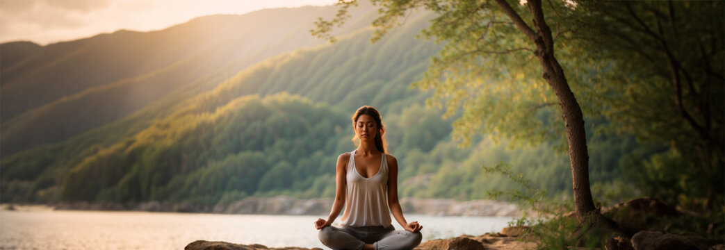 Equilíbrio Vital: Mulher Desenvolvendo Yoga ao Ar Livre