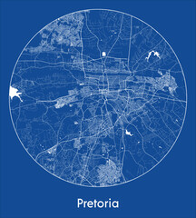 City Map Pretoria South Africa Africa blue print round Circle vector illustration
