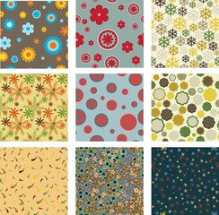 set of seamless patterns with flowers