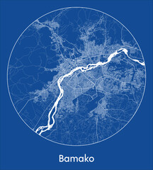 City Map Bamako Mali Africa blue print round Circle vector illustration