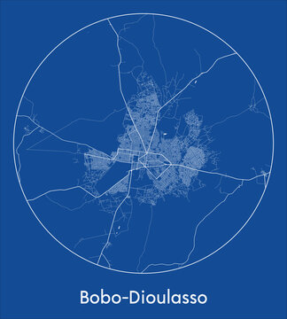 City Map Bobo-Dioulasso Burkina Faso Africa blue print round Circle vector illustration