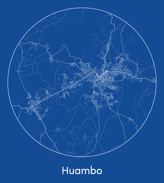 City Map Huambo Angola Africa blue print round Circle vector illustration